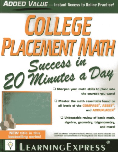 Beispielbild fr College Placement Math Success in 20 Minutes a Day zum Verkauf von WorldofBooks