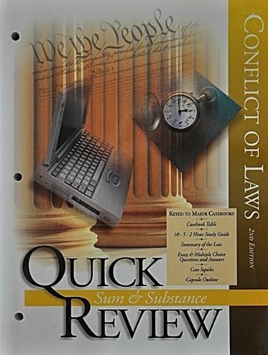 Imagen de archivo de Quick Review: Sum & Substance: Conflict of Laws (Quick Review Book Outline Series) a la venta por HPB Inc.