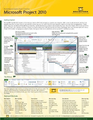 9781578303113: Microsoft Project 2010 Quick Start Reference Card, 6-page Tri-fold Tips & Tricks Shortcut Training & by BrainStorm Inc. (2010-08-02)