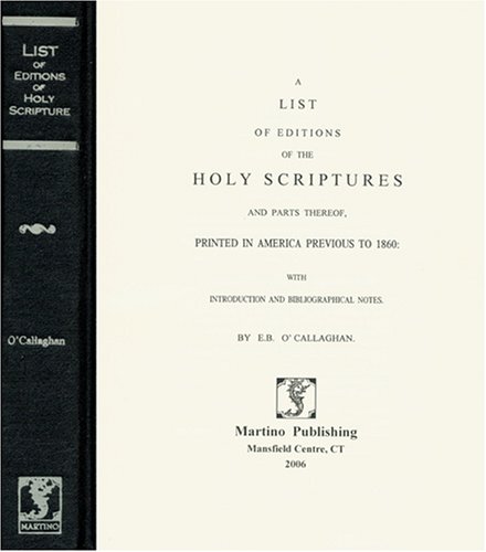 9781578981830: List Of Editions Of The Holy Scriptures