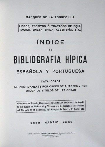 Indice de Bibliografia Hipica.