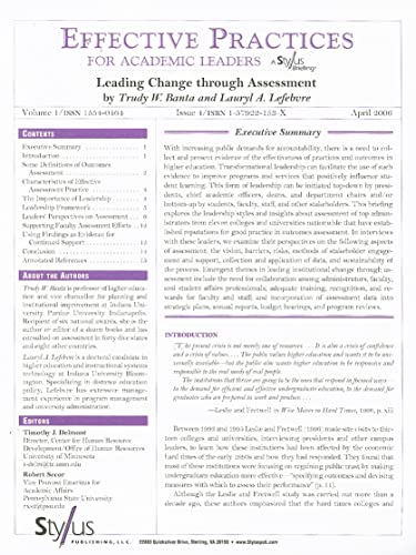 Effective Practices for Academic Leaders: Leading Change through Assessment (Effective Practices for Academic Leaders Archive) (9781579221539) by Stranks, Jeremy; Banta, Trudy W.; Lefebvre, Lauryl A.