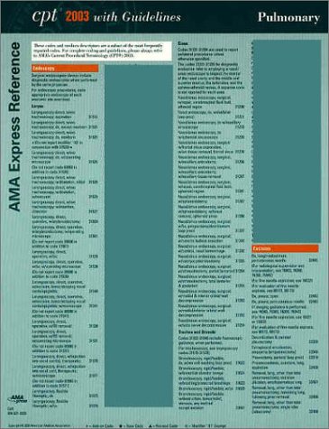 Cpt 2003 With Guidelines, Ama Express Reference Coding Card Pulmonary (9781579473853) by Unknown Author