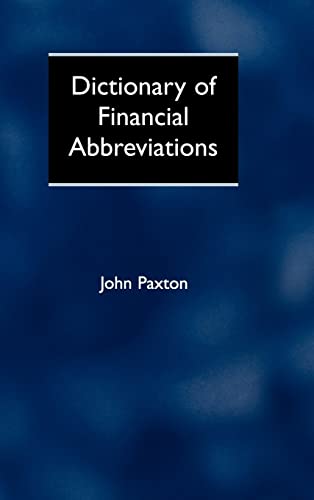 Beispielbild fr Dictionary of Financial Abbreviations zum Verkauf von Better World Books