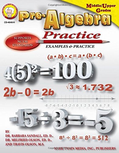 Beispielbild fr Mark Twain - Pre-Algebra Practice Book, Grades 6 - 8 zum Verkauf von Wonder Book