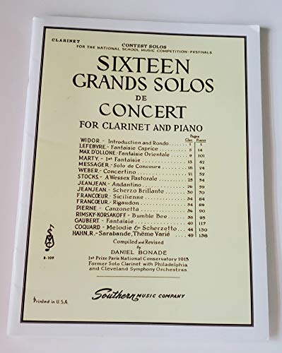 Imagen de archivo de Sixteen Grands Solos de Concert for Clarinet and Piano a la venta por Book Deals