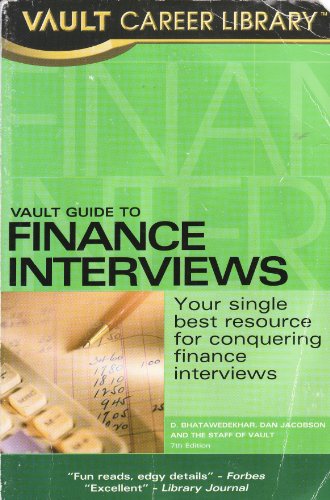 Stock image for Vault Guide to Finance Interviews for sale by Better World Books
