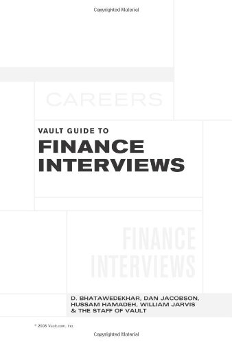 Beispielbild fr Vault Guide to Finance Interviews (Vault Career Library) zum Verkauf von GF Books, Inc.