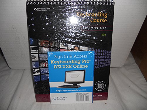 Imagen de archivo de Bundle: Keyboarding Course, Lessons 1-25: College Keyboarding, 19th + Keyboarding Pro DELUXE Online Lessons 1-25 Printed Access Card : Keyboarding Course, Lessons 1-25: College Keyboarding, 19th + Keyboarding Pro DELUXE Online Lessons 1-25 Printed Access Card a la venta por Better World Books: West