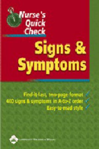 Stock image for Nurse's Quick Check: Signs And Symptoms for sale by Cronus Books