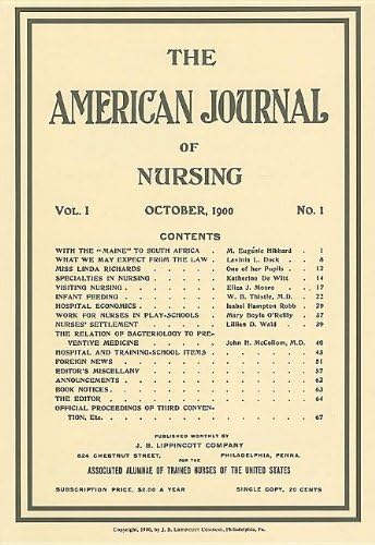 Stock image for American Journal of Nursing: Reproduction of First Issue, October 1900 for sale by Broad Street Books