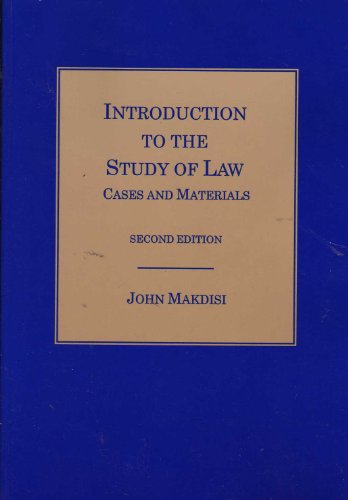 9781583607565: Introduction to the Study of Law: Cases and Materials