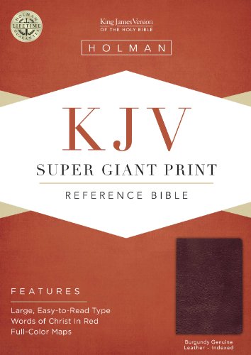 KJV Super Giant Print Bible, Burgundy Genuine Leather Indexed