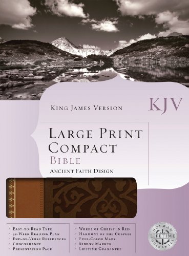 KJV Large Print Compact Bible, Brown/Tan LeatherTouch