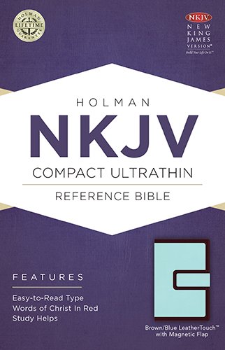9781586406301: NKJV Compact Ultrathin Bible, Brown/Blue With Magnetic Flap