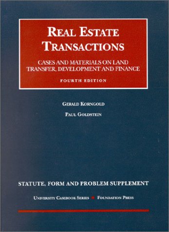 Imagen de archivo de Real Estate Transactions: Statutes, Forms and Problems Supplement a la venta por Dunaway Books