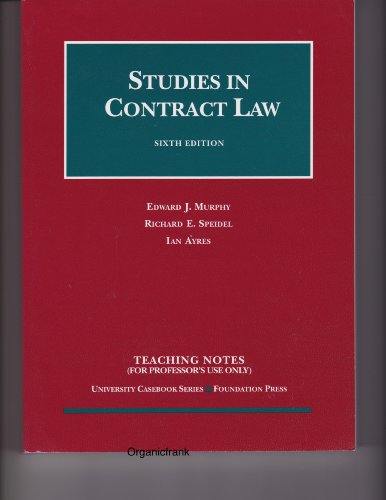 9781587786020: Studies in Contract Law (Teaching Notes) (University Casebook Series)