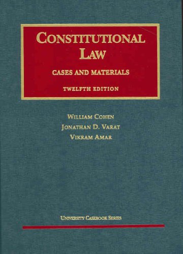 Beispielbild fr Constitutional Law (Cases and Materials) (University Casebooks) zum Verkauf von HPB-Red