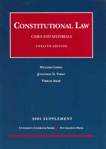 Beispielbild fr Constitutional Law: Cases and Materials -- 2005 Statutory Supplement zum Verkauf von HPB-Red