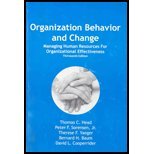Imagen de archivo de Organization Behavior and Change: Managing Human Resources for Organizational Effectiveness a la venta por HPB-Red