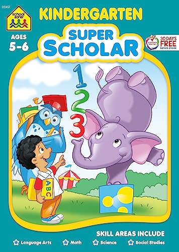 Stock image for School Zone - Kindergarten Super Scholar Workbook - 128 Pages, Ages 5 to 6, Shapes, Colors, Beginning Sounds, Identifying Patterns, and More for sale by SecondSale