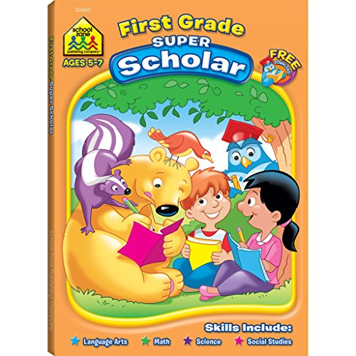 Stock image for School Zone - First Grade Super Scholar Workbook - 128 Pages, Ages 5 to 7, 1st Grade, Alphabetizing, Phonics, Rhyming, Sentence Structure, and More for sale by Orion Tech