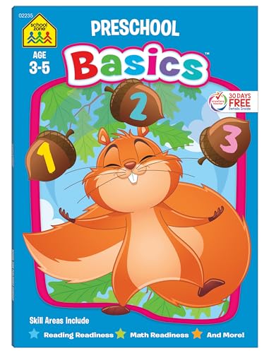 Stock image for School Zone Preschool Basics Workbook: Curriculum Series for Ages 3-5, Learn Reading and Math Skills, Colors, Numbers, Counting, Matching, Grouping, Beginning Sounds, and More for sale by Reliant Bookstore