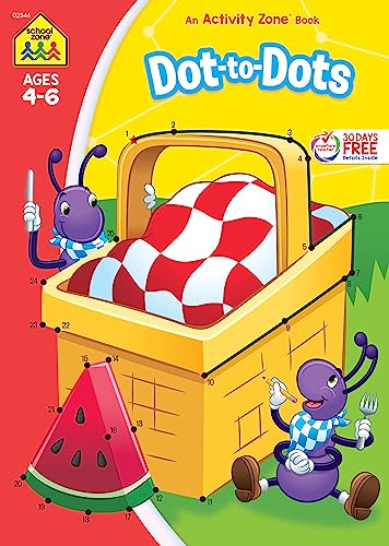 Stock image for School Zone - Dot-to-Dots Workbook - 64 Pages, Ages 4 to 6, Preschool, Kindergarten, Connect the Dots, Alphabetical Order, ABCs, Numerical Order, and More (School Zone Activity Zone Workbook Series) for sale by Gulf Coast Books