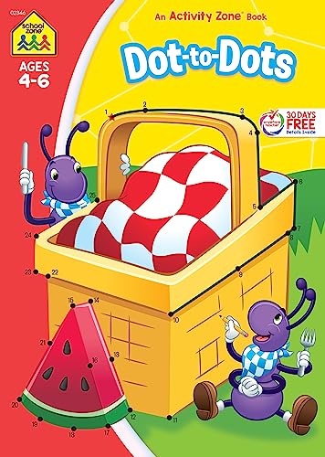 Stock image for School Zone - Dot-to-Dots Workbook - 64 Pages, Ages 4 to 6, Preschool, Kindergarten, Connect the Dots, Alphabetical Order, ABCs, Numerical Order, and More (School Zone Activity Zone Workbook Series) for sale by Your Online Bookstore