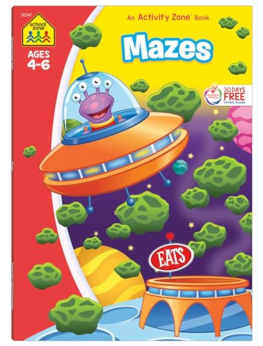 Stock image for School Zone - Mazes Workbook - 64 Pages, Ages 4 to 6, Preschool, Kindergarten, Maze Puzzles, Wide Paths, Colorful Pictures, Problem-Solving, and More (School Zone Activity Zone Workbook Series) for sale by Gulf Coast Books
