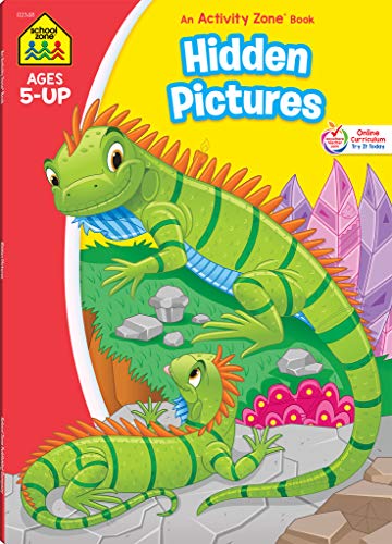Stock image for School Zone - Hidden Pictures Workbook - 64 Pages, Ages 5 and Up, Kindergarten, 1st Grade, Alphabet, Vocabulary, Beginning Sounds, Reading, and More (School Zone Activity Zone® Workbook Series) for sale by Once Upon A Time Books