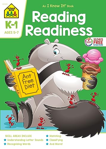 9781589473348: School Zone - Reading Readiness K-1 Workbook - 64 Pages, Ages 5 to 7, Kindergarten to 1st Grade, Story Order, Letter Sounds, Matching, and More (School Zone I Know It! Workbook Series)