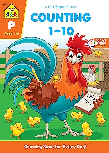 Imagen de archivo de School Zone - Counting 1-10 Workbook - 64 Pages, Ages 3 to 5, Preschool to Kindergarten, Tracing Numbers, Writing Numbers, Sequencing, and More (School Zone Get Ready!? Book Series) a la venta por Your Online Bookstore