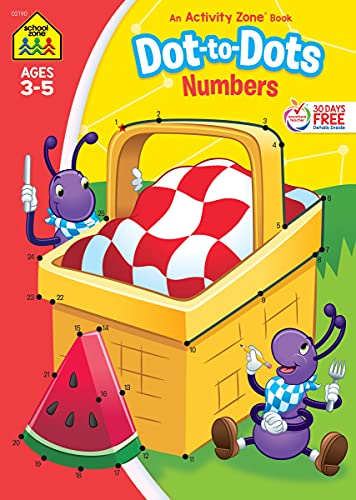 9781589473850: School Zone - Dot-to-Dots Numbers Workbook - 32 Pages, Ages 3 to 5, Preschool to Kindergarten, Connect the Dots, Numerical Order, Coloring, and More (School Zone Activity Zone Workbook Series)