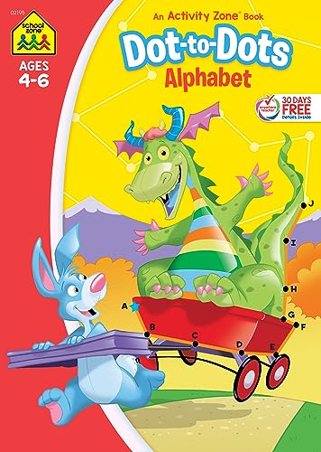Stock image for School Zone - Dot-to-Dots Alphabet Workbook - Ages 4 to 6, Preschool to Kindergarten, Connect the Dots, Letter Puzzles, ABCs, Alphabetical Order, and More (School Zone Activity Zone Workbook Series) for sale by Your Online Bookstore