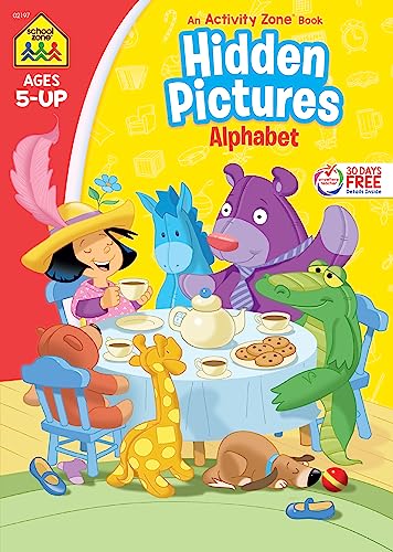 Stock image for School Zone - Hidden Pictures Alphabet Workbook - 32 Pages, Ages 5 and Up, ABCs, Picture Puzzles, Hidden Objects, Rhyming, Letter Sounds, and More (School Zone Activity Zone? Workbook Series) for sale by SecondSale