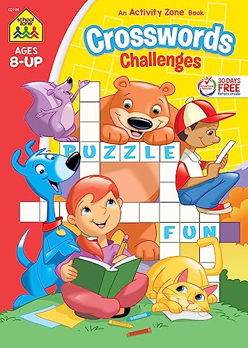 Beispielbild fr School Zone - Crosswords Challenges Workbook - Ages 8+, Word Puzzles, Trivia, Planets, Presidents, Vocabulary, and More (School Zone Activity Zone Workbook Series) zum Verkauf von Orion Tech