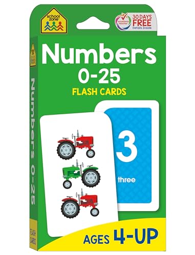 Stock image for School Zone - Numbers 0-25 Flash Cards - Ages 4 to 6, Preschool, Kindergarten, Math, Addition, Subtraction, Numerical Order, Counting, and More for sale by SecondSale