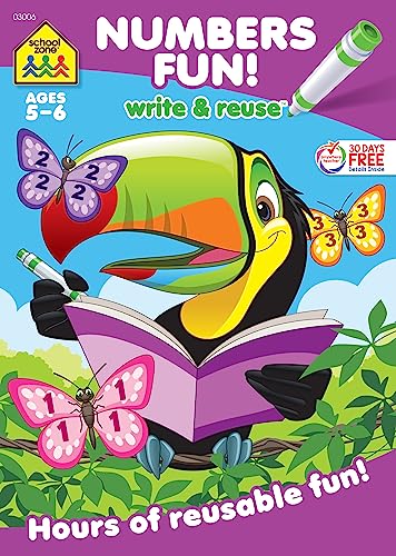 Stock image for School Zone - Numbers Fun! Write & Reuse Workbook - Ages 5 to 6, Preschool to Kindergarten, Writing, Tracing, Counting, Early Math, Wipe Clean (School Zone Write & Reuse Workbook) for sale by Your Online Bookstore