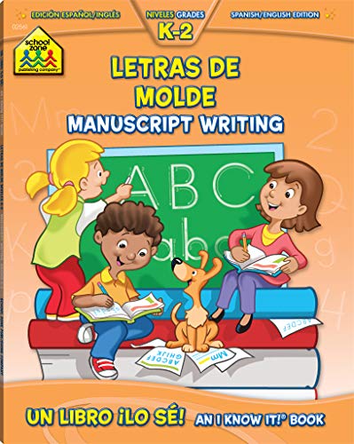 Stock image for School Zone - Bilingual Manuscript Writing Workbook - 64 Pages, Ages 5 to 7, Kindergarten to 2nd Grade, ESL, Language Immersion, Printing, and More (Spanish and English Edition) for sale by Your Online Bookstore