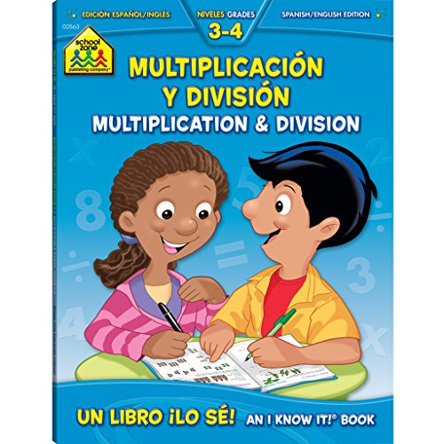 Stock image for School Zone - Bilingual Multiplication & Division Workbook - 64 Pages, Ages 8 to 10, 3rd Grade, 4th Grade, ESL, Language Immersion, Math, and More (Spanish and English Edition) (Spanish Edition) for sale by HPB-Red