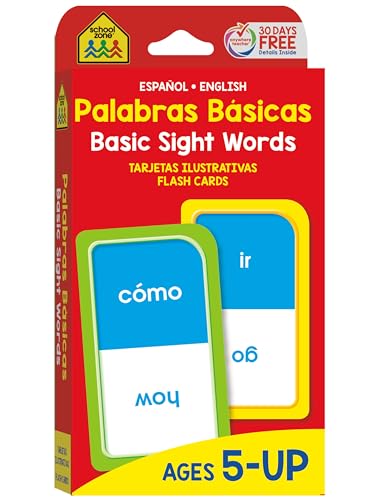 Stock image for School Zone - Bilingual Basic Sight Words Flash Cards - Ages 5+, Kindergarten to 1st Grade, ESL, Lan for sale by Save With Sam