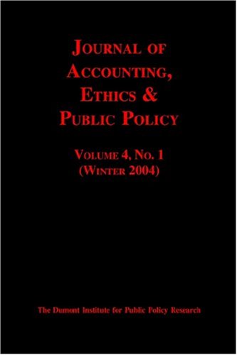 Journal Of Accounting, Ethics & Public Policy, No. 1 (9781589611238) by McGee, Robert