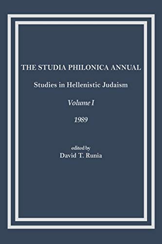 Imagen de archivo de The Studia Philonica Annual: Studies in Hellenistic Judaism, Volume I, 1989 a la venta por Lucky's Textbooks