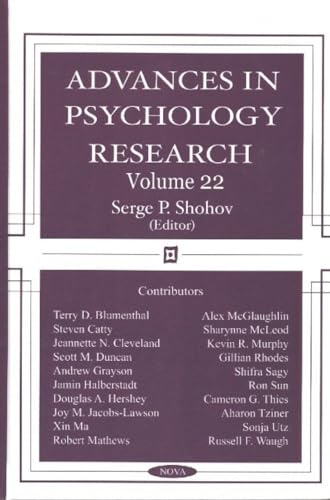 9781590336526: Advances in Psychology Research: v. 22: Vol 22 (Advances in Psychology Research, Volume 22)