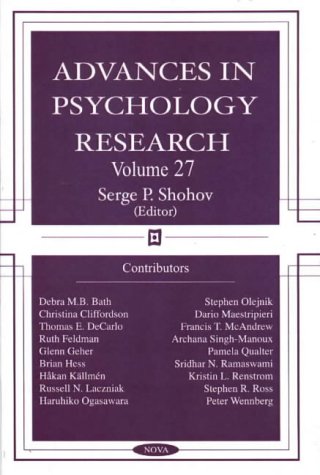 9781590338032: Advances in Psychology Research: Volume 27