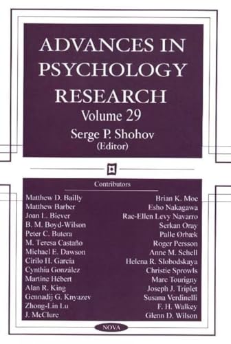 9781590339213: Advances in Psychology Research: Volume 29