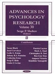 9781590339435: Advances In Psychology Research