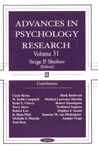 9781590339589: Advances in Psychology Research