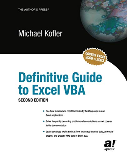 Definitive Guide To Excel Vba, Second Edition